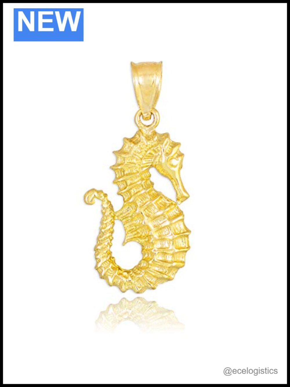Solid 14k Gold Seahorse Pendant Necklace